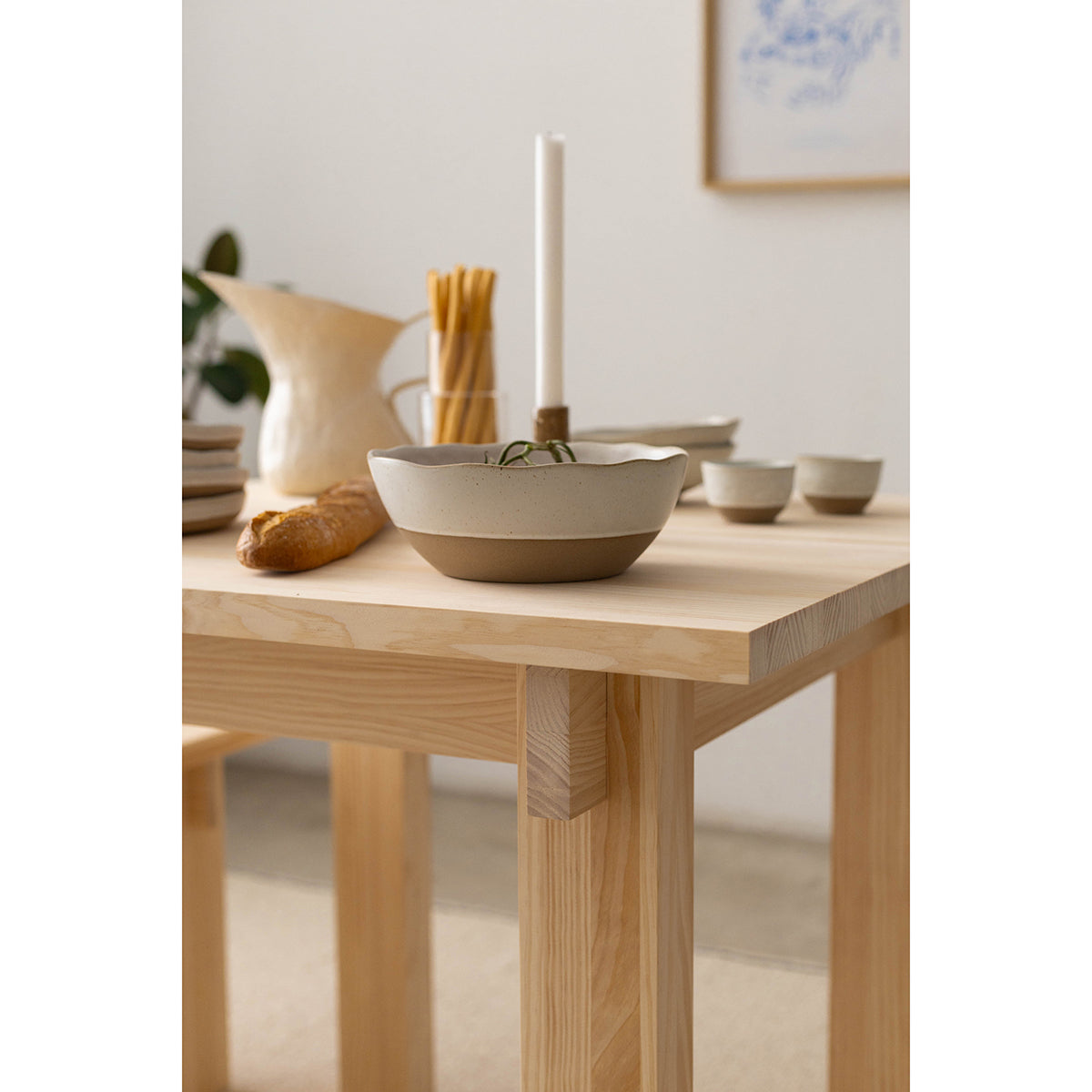 Mesa de comedor Pals de madera maciza de pino 90 x 90 cm