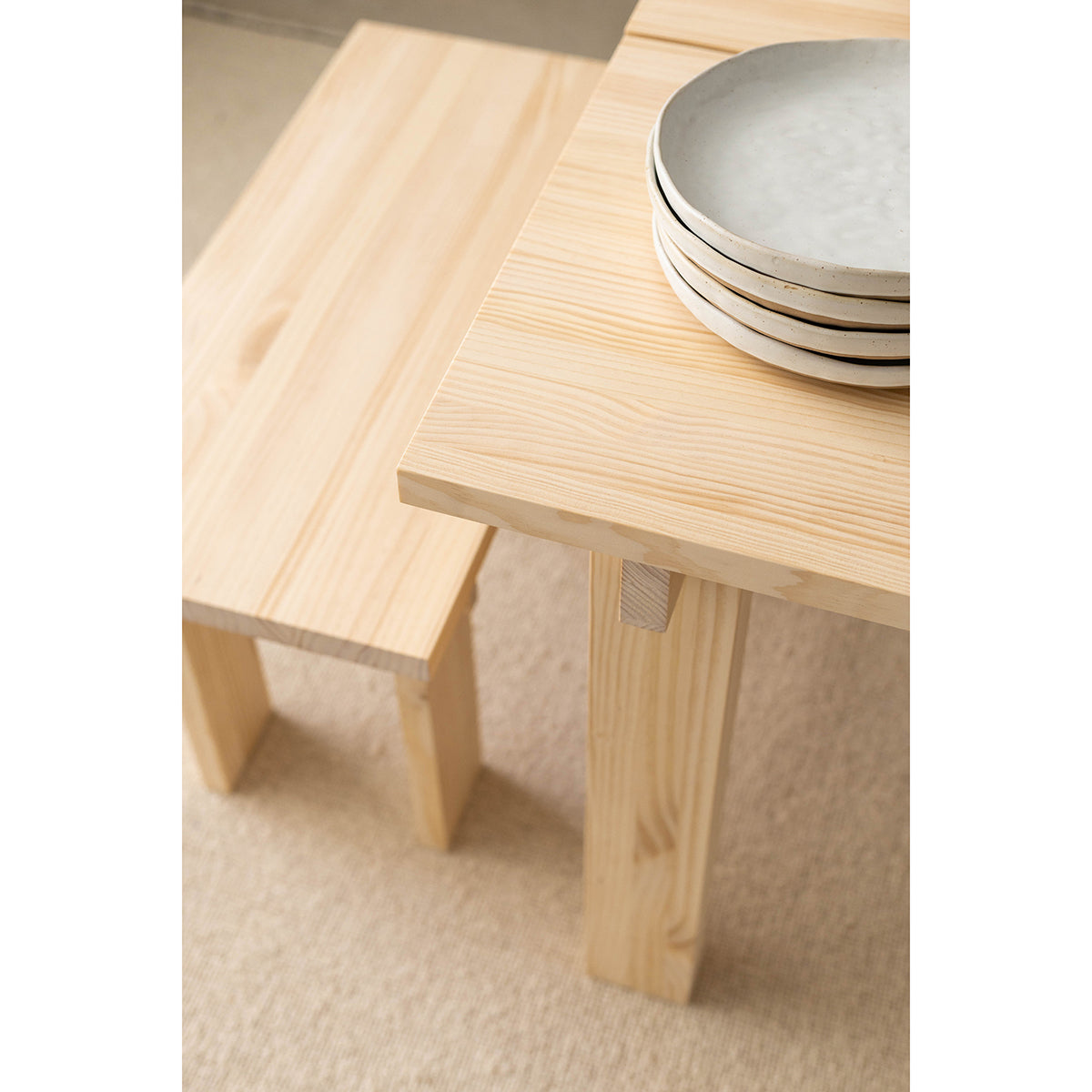Mesa de comedor Pals de madera maciza de pino 90 x 90 cm