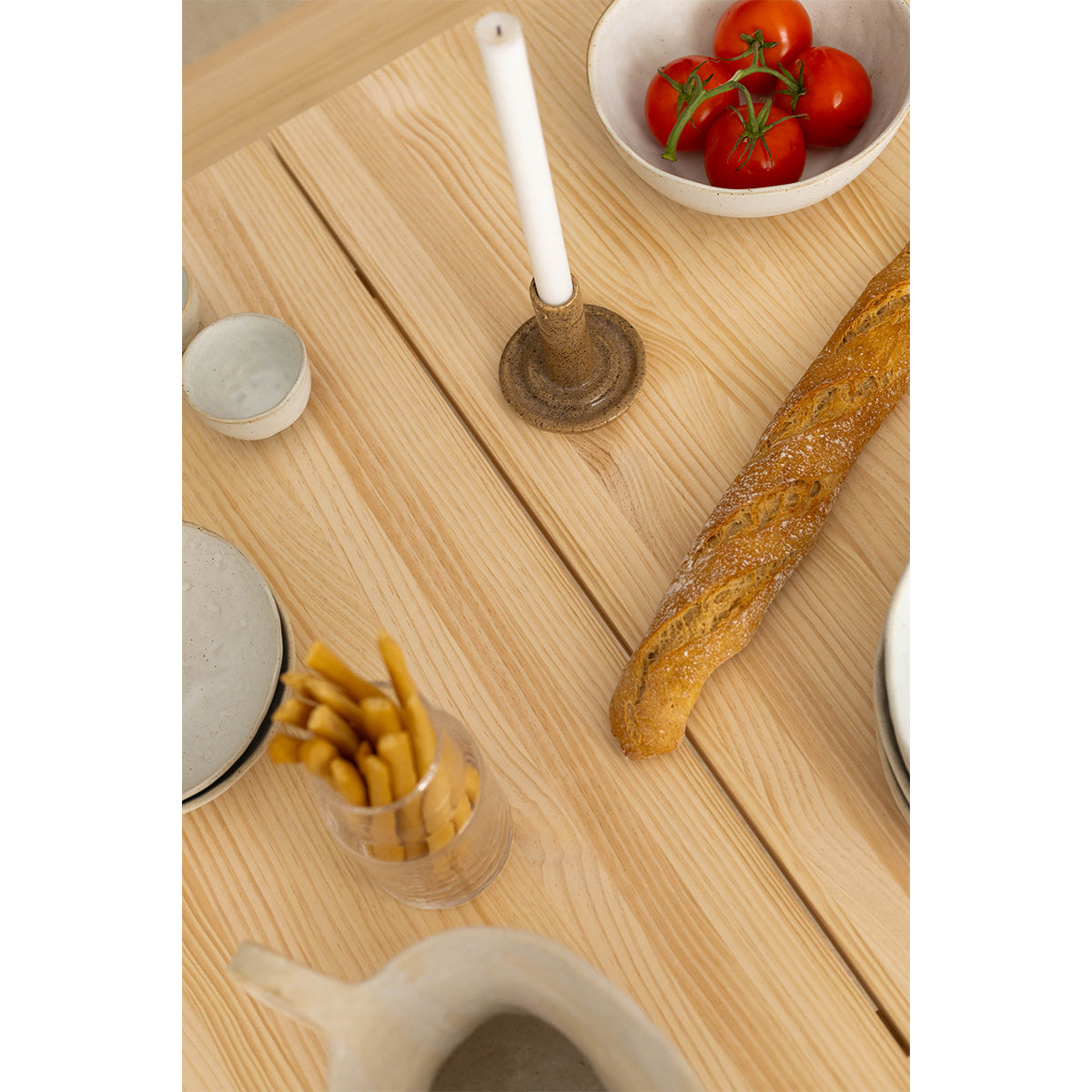 Mesa de comedor Pals de madera maciza de pino 90 x 90 cm