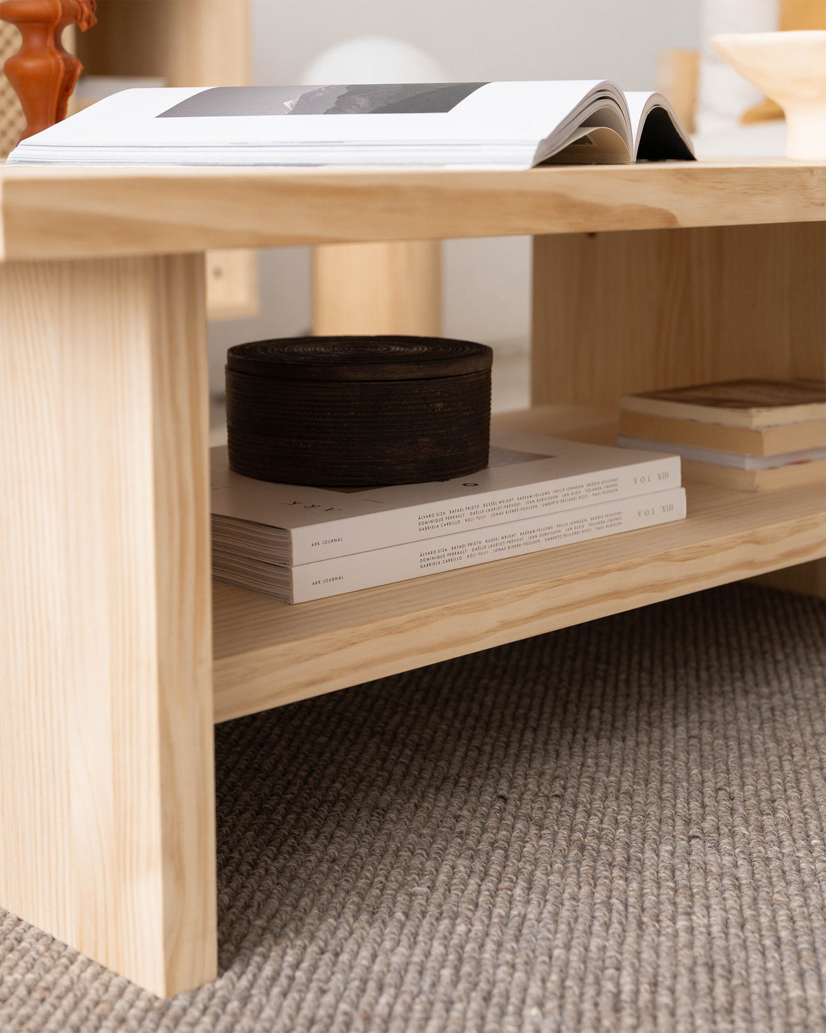 Binibeca - Rectangular coffee table in natural wood 100 cm