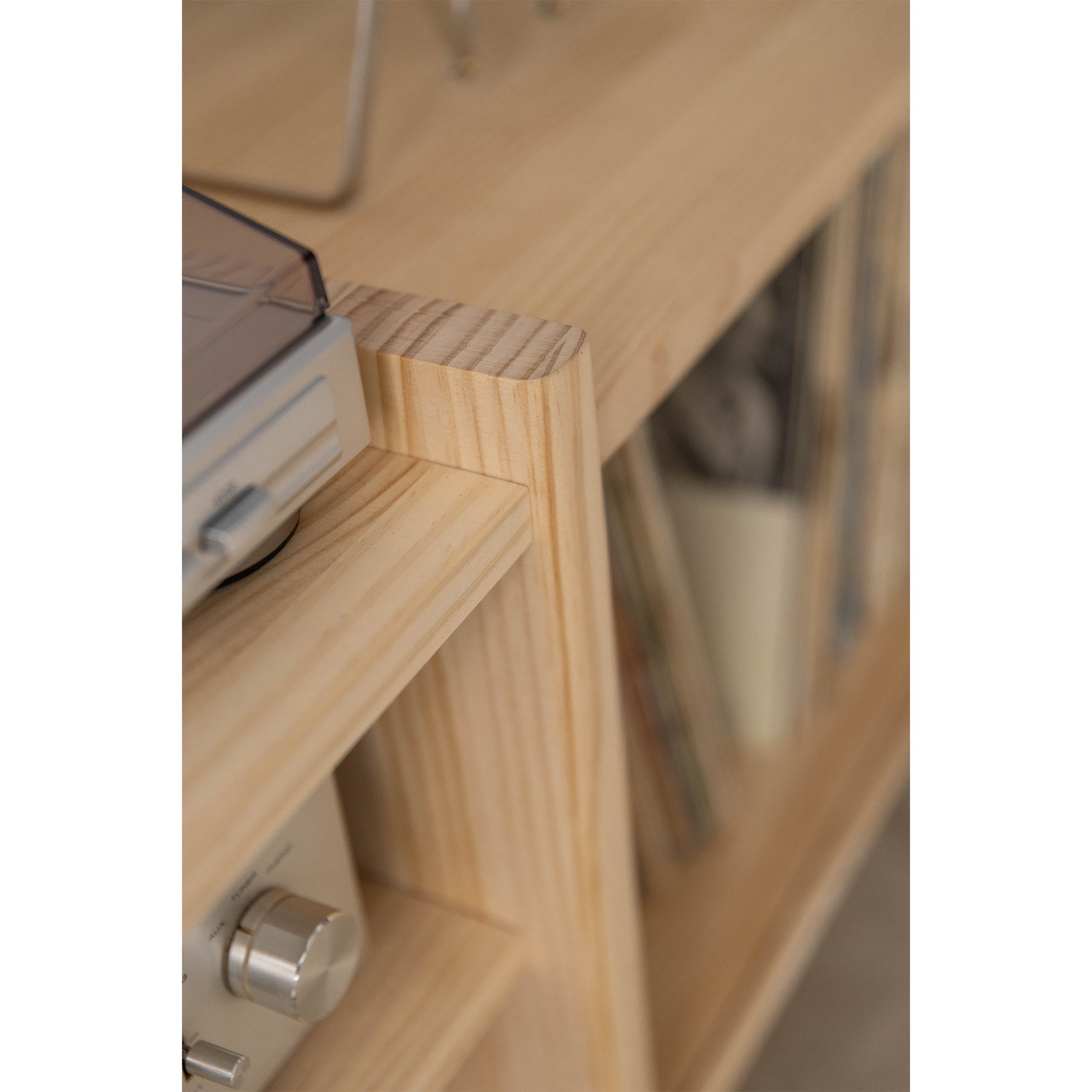 Mueble TV grande Mendia de madera maciza para vinilos 3 puertas 301 cm