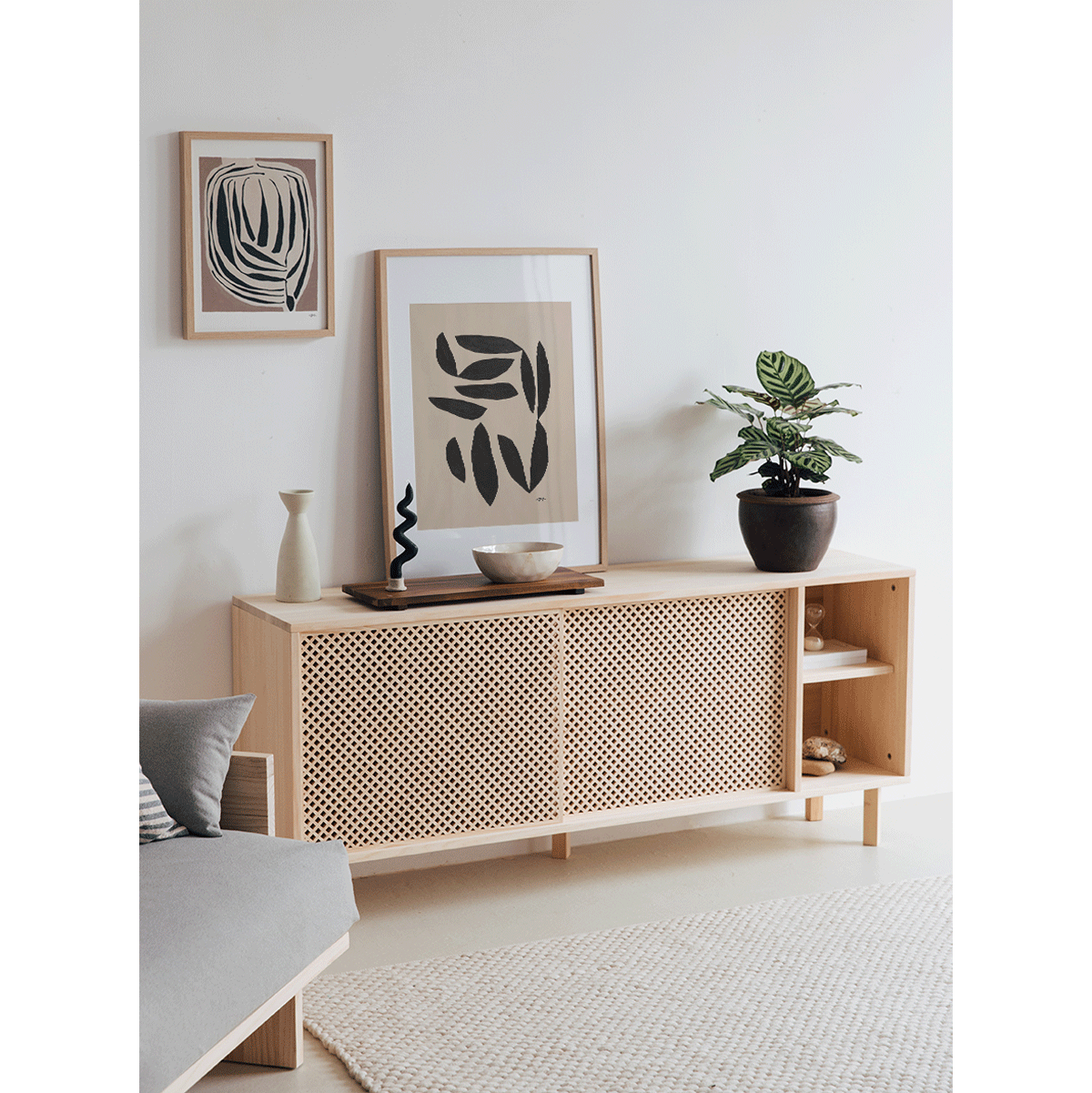 Moraig sideboard in pine with 2 lattice doors 150 cm