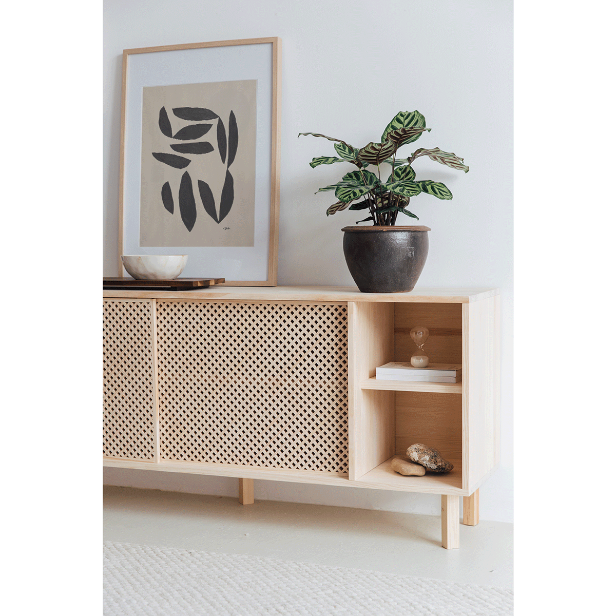 Moraig sideboard in pine with 2 lattice doors 150 cm