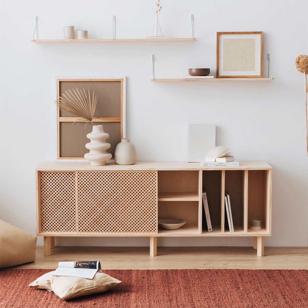 Buffet Ambolo en pin avec 2 portes 170 cm
