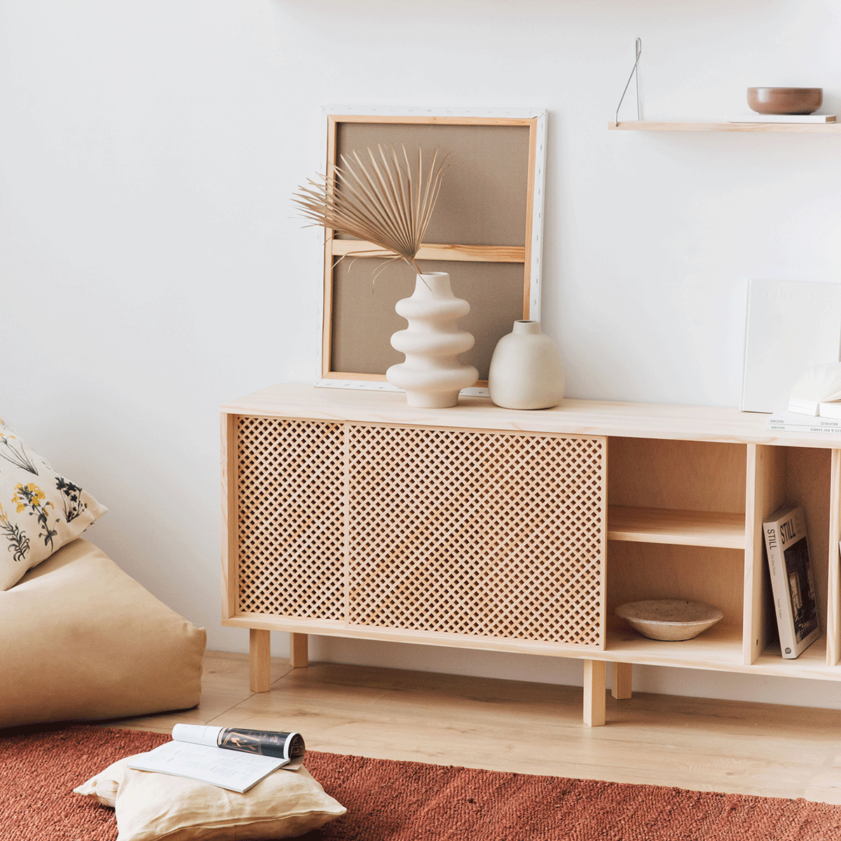 Buffet Ambolo en pin avec 2 portes 170 cm