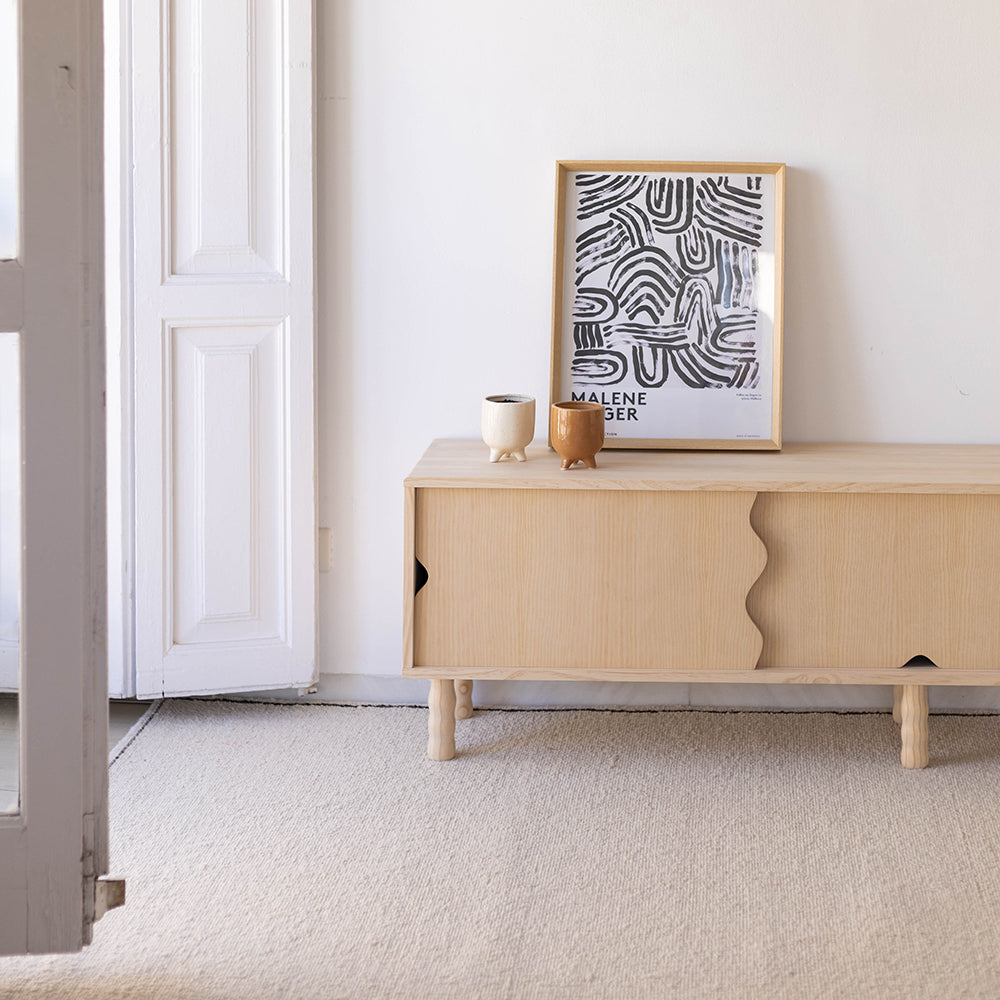 Malaret TV stand in pine wood with 3 doors 180 cm