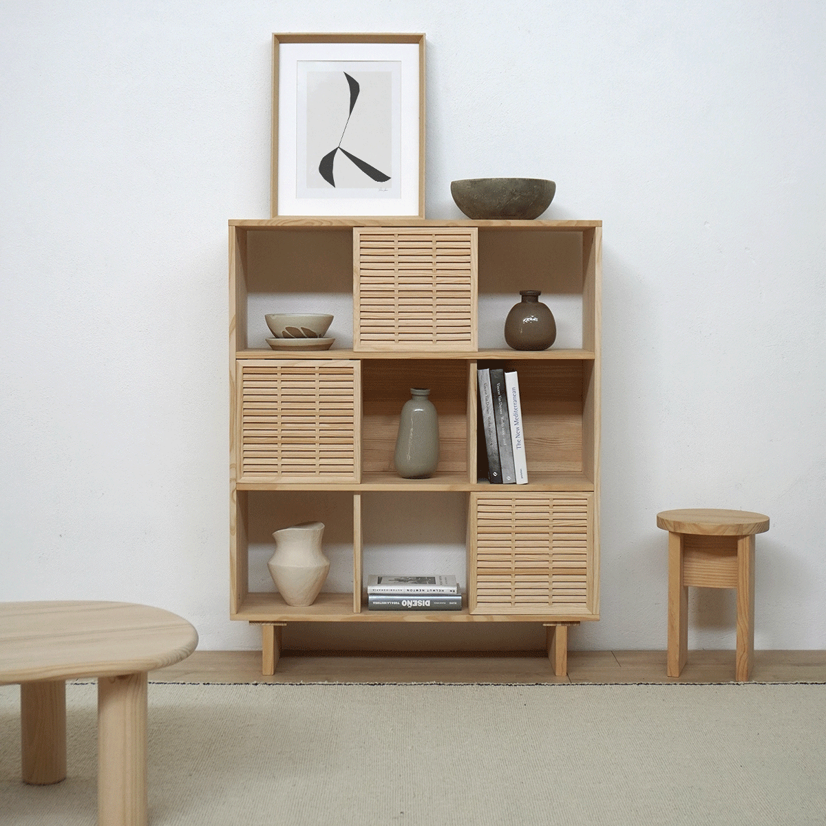 Etagère Morell en pin avec 3 portes mallorquina 98 cm