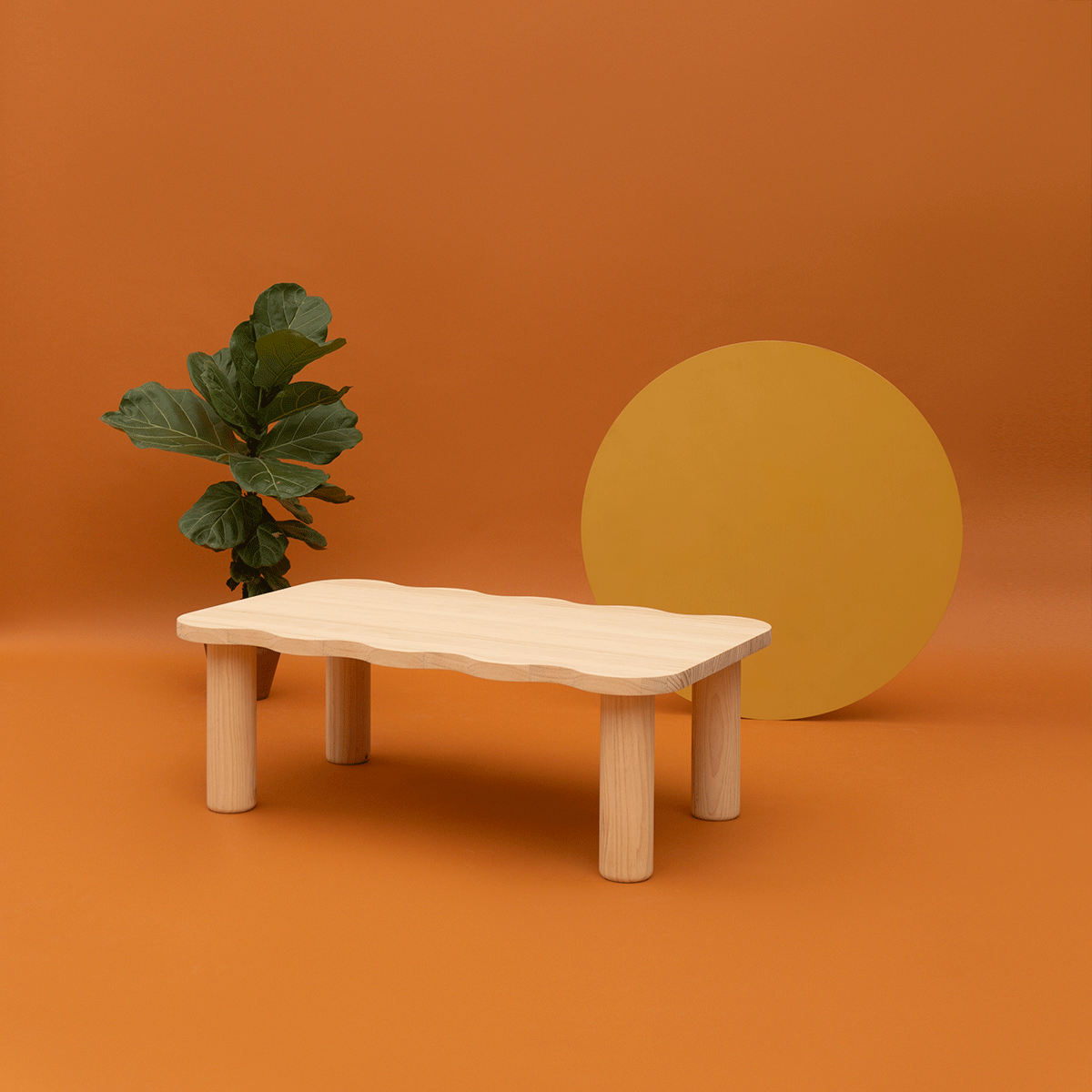 Palamos - Mesa de centro en madera maciza de pino 100 cm