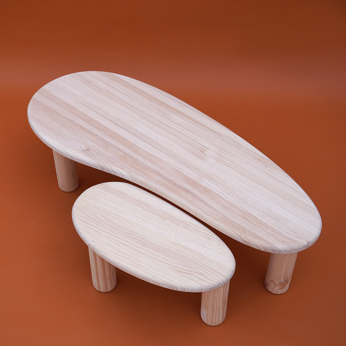 Set de 2 tables basses en pin massif Tramadiu et Tuna