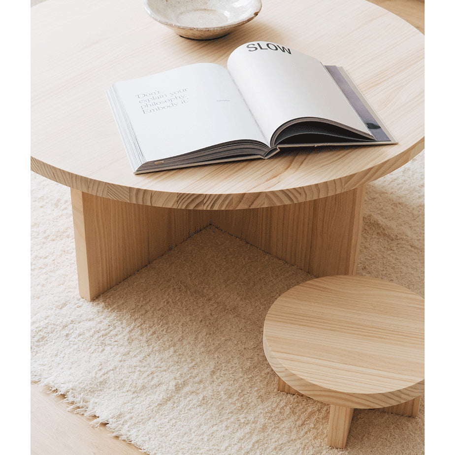 Turqueta - Table basse ronde en bois naturel 85 cm