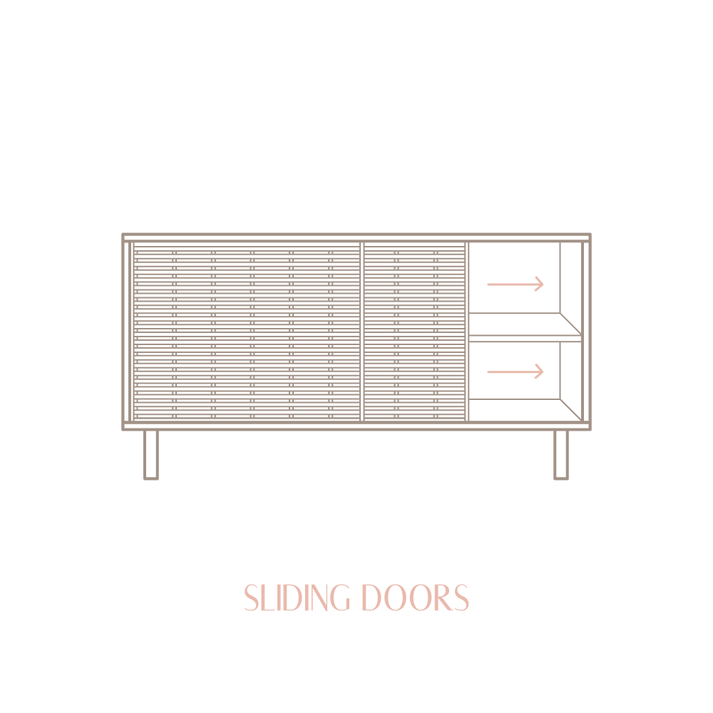 Cala pine sideboard with 2 doors 120 cm