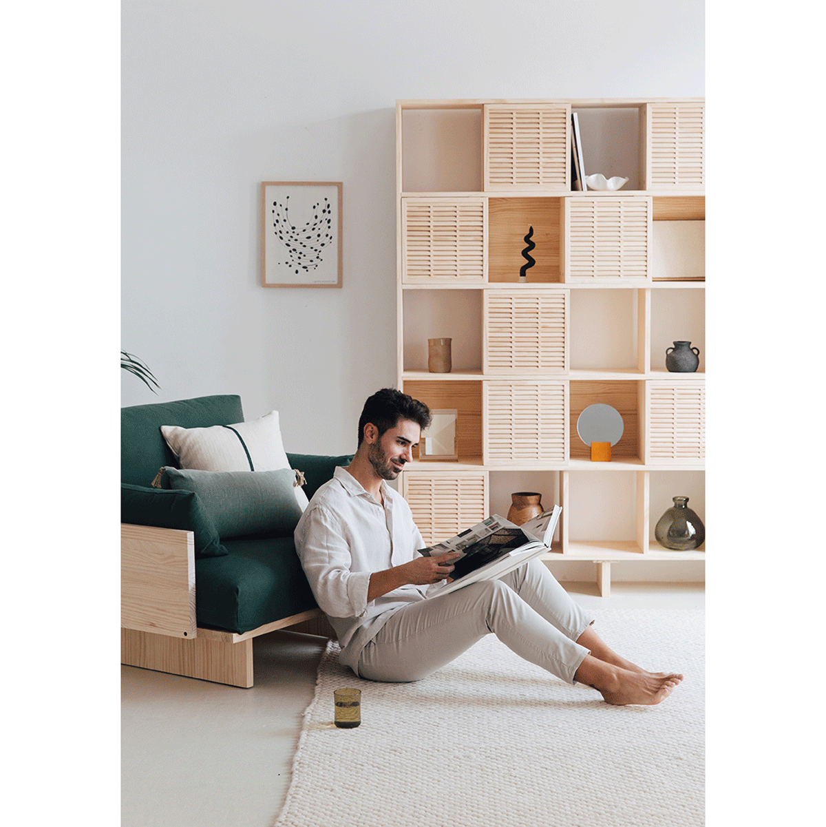 Bücherregal Xelida Kiefer mit 5 oder 10 mallorquina Türen 160 cm