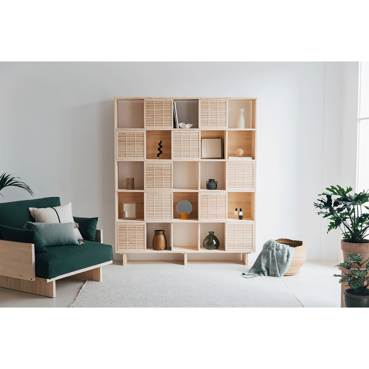 Bücherregal Xelida Kiefer mit 5 oder 10 mallorquina Türen 160 cm