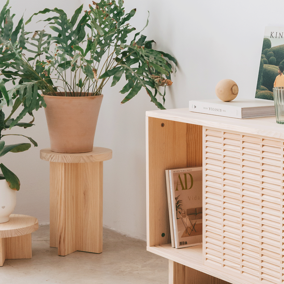 Denia - Hocker aus Kiefernholz 42 cm