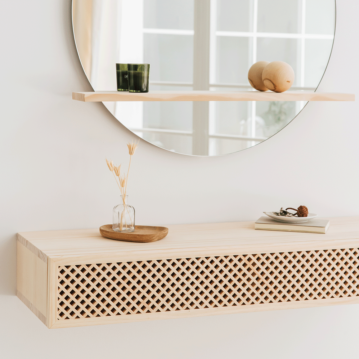 Wand Flurmöbel aus Naturholz 95cm - Ibiza