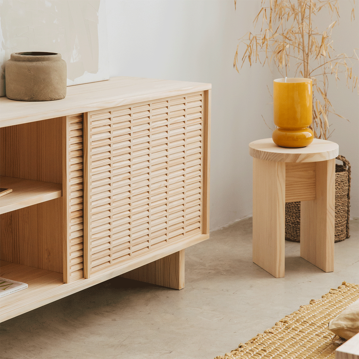Cala pine sideboard with 2 doors 120 cm