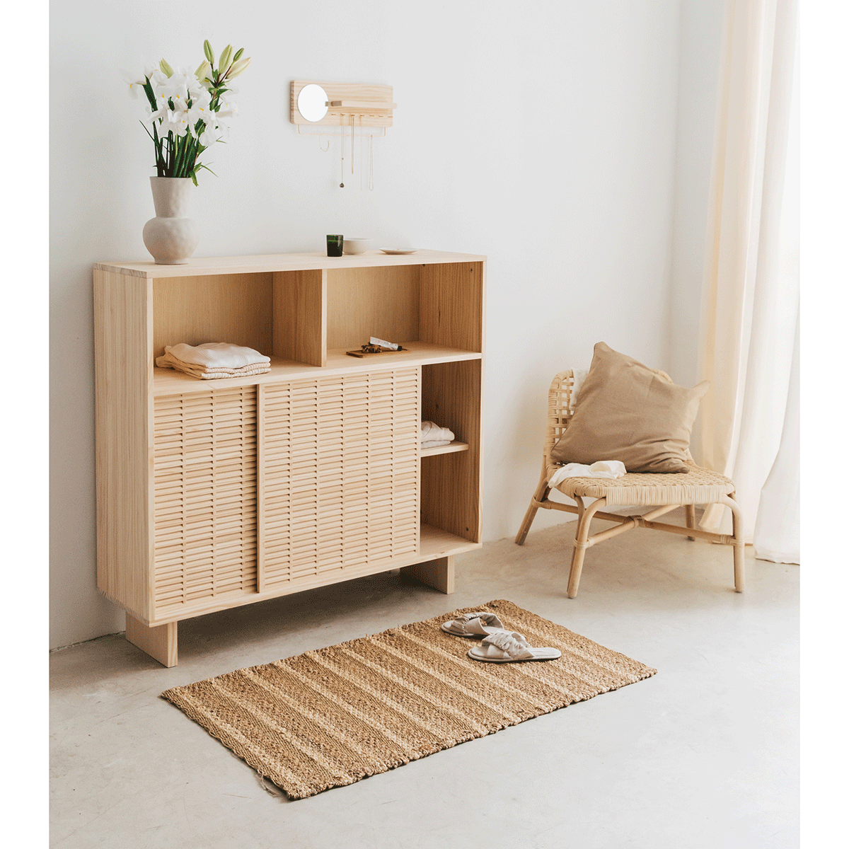 Aparador Formentera de pino con 2 puertas 120 cm
