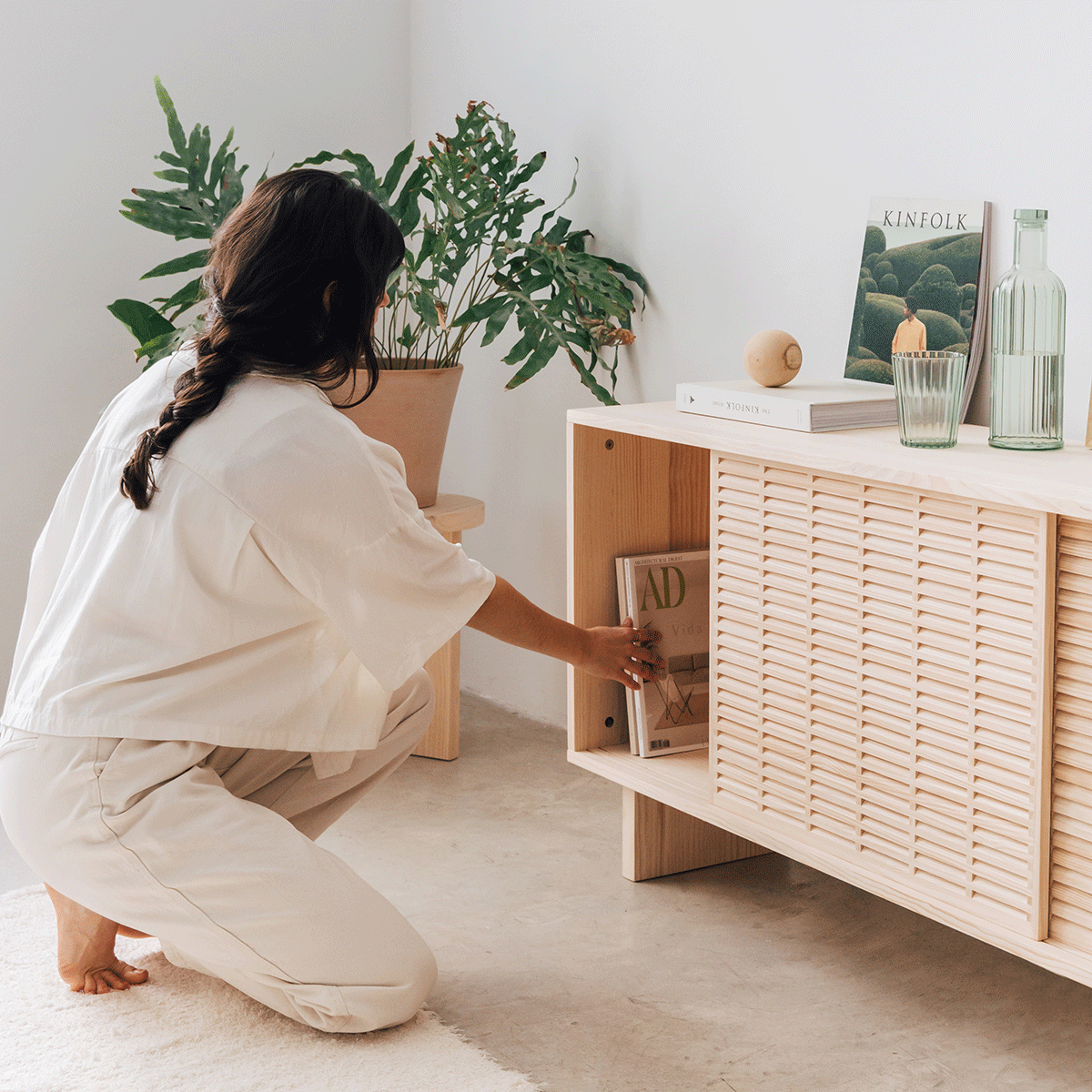 Cala pine sideboard with 2 doors 120 cm