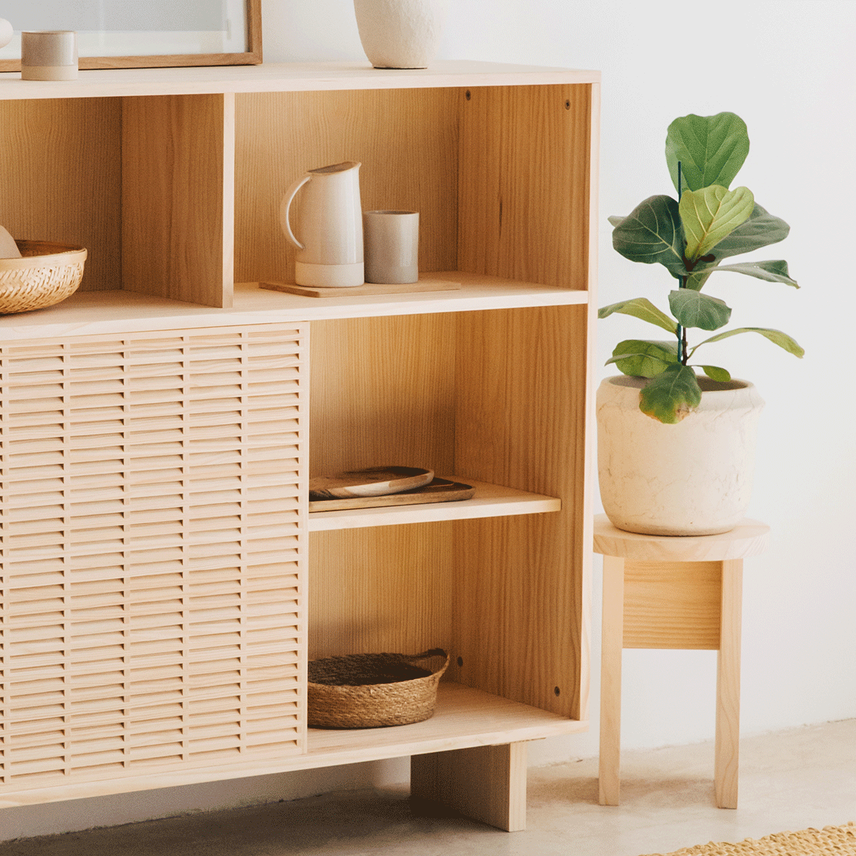 Calpe - Taburete de madera natural 42 cm