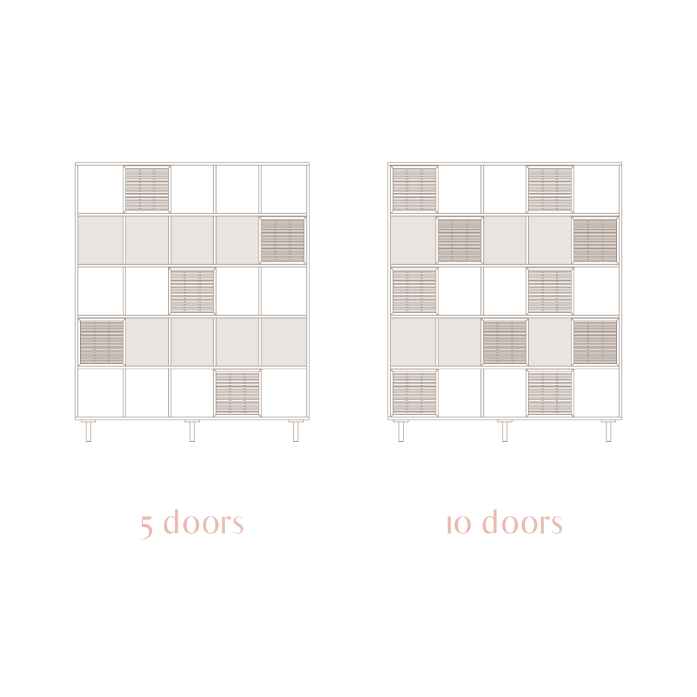 Bookcase Xelida in pine with 5 or 10 mallorquina doors 160 cm