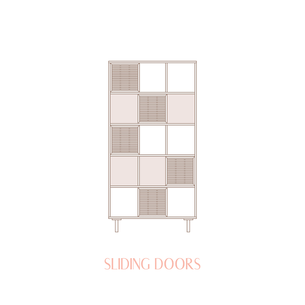 Bookcase Estreta in pine with 5 doors 98 cm