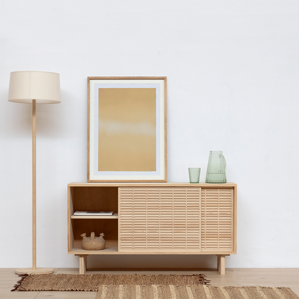 Cala pine sideboard with 2 doors 120 cm