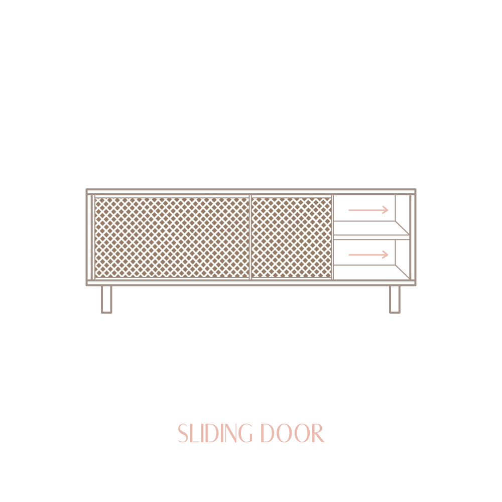 Mueble de TV Pola de pino con 1 o 2 puertas de celosía 120 cm