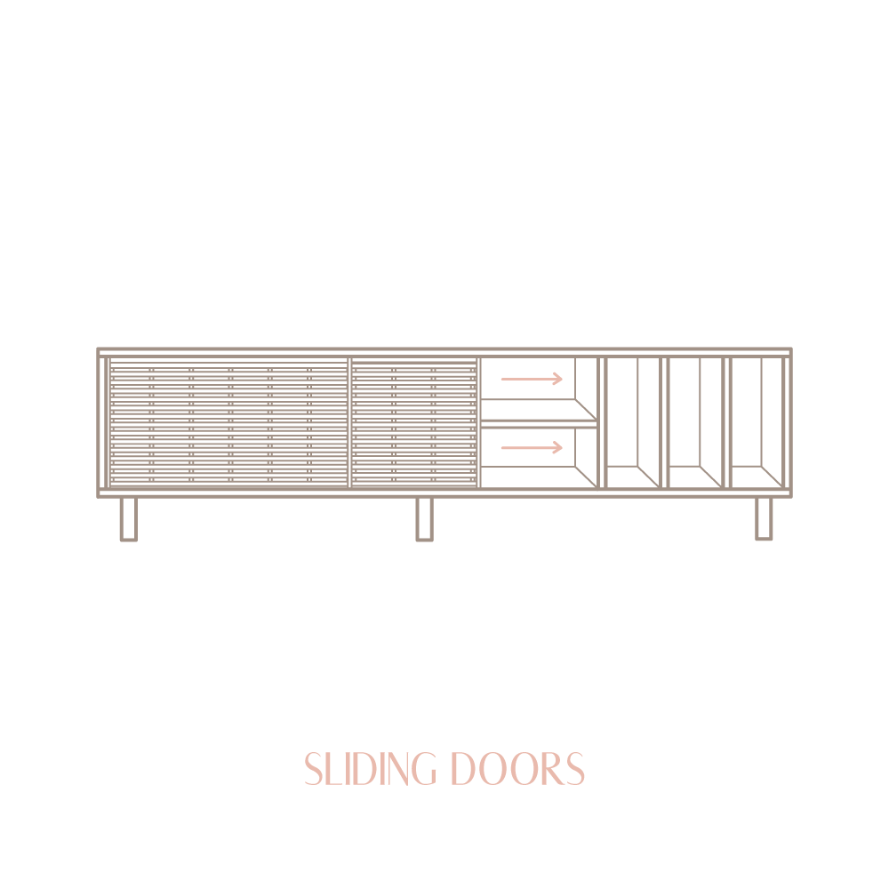 Mueble de TV Gavina de pino con 2 puertas de mallorquina 170 cm
