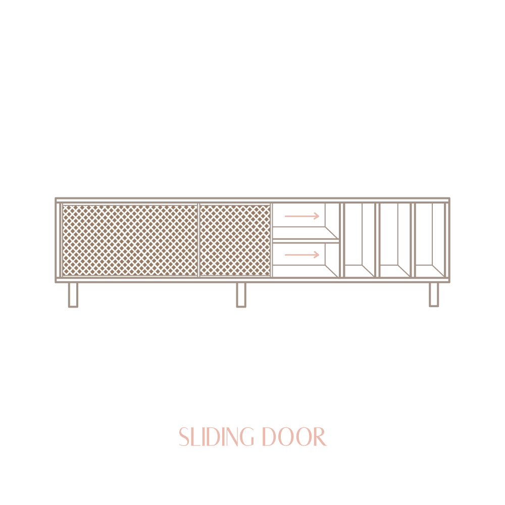 Mueble de TV Saura de pino con 2 puerta de celosía 170 cm