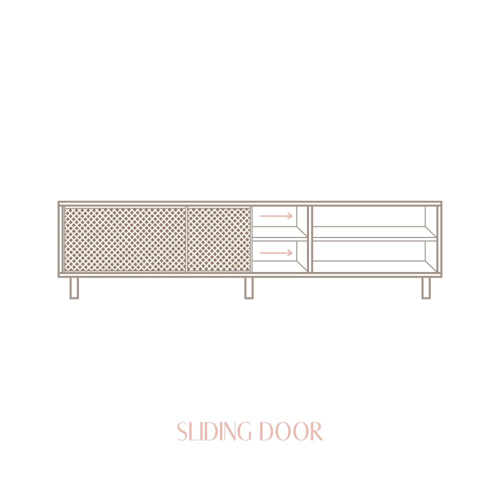 Mueble de TV Menorca de pino con 2 o 3 puerta de celosía 180 cm