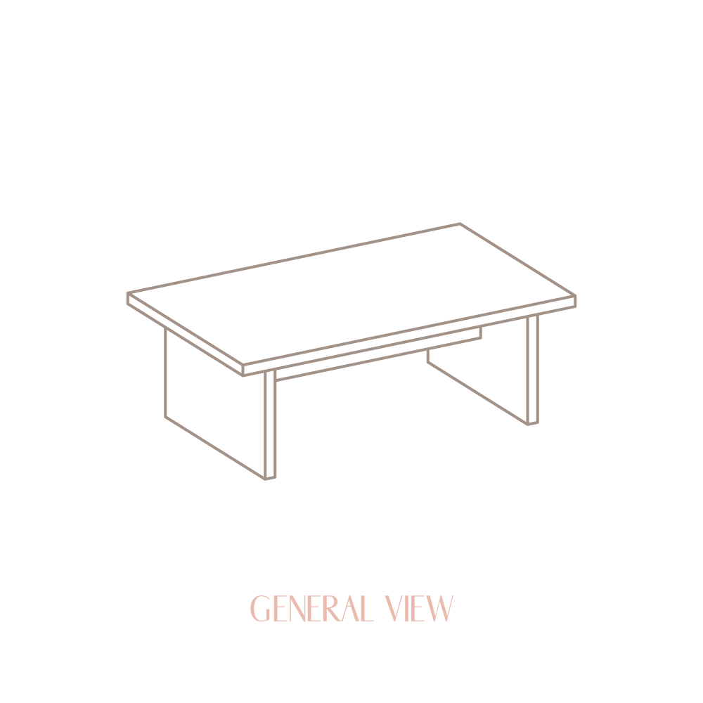 Binibeca - Rectangular coffee table in natural wood 100 cm