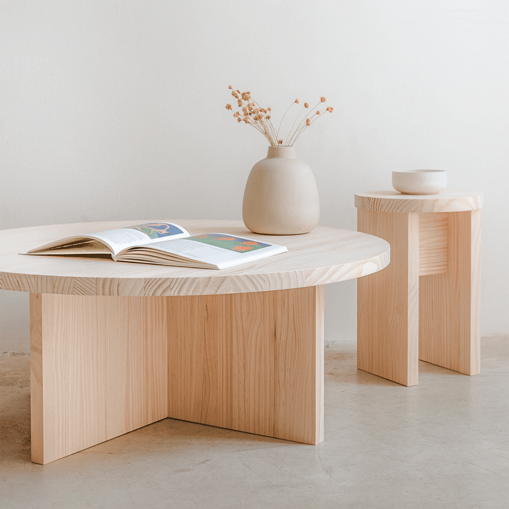 Calpe - Taburete de madera natural 42 cm