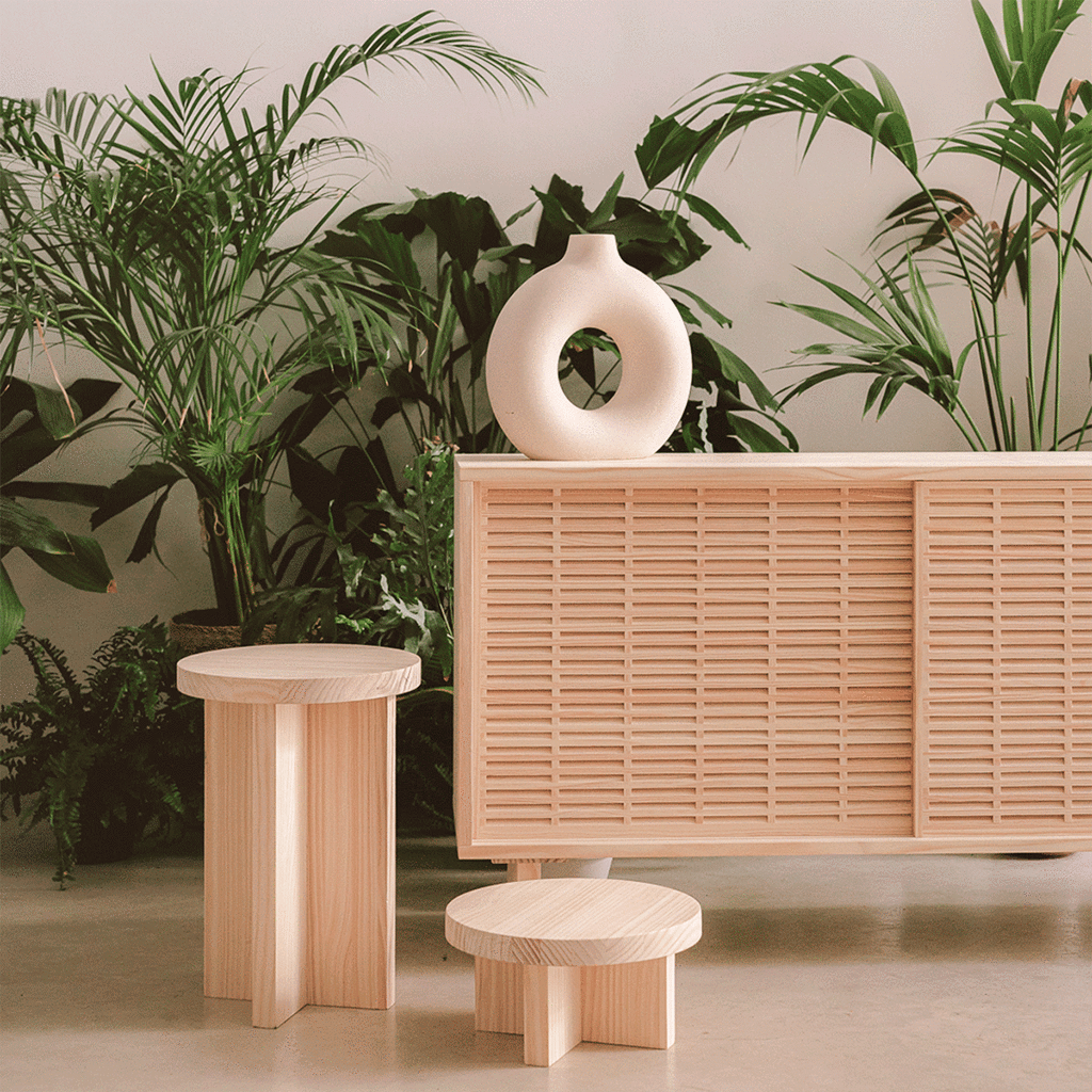 Denia - Hocker aus Kiefernholz 42 cm