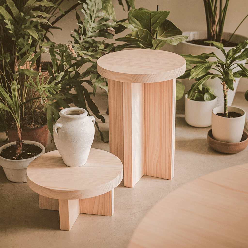 Denia - Hocker aus Kiefernholz 42 cm