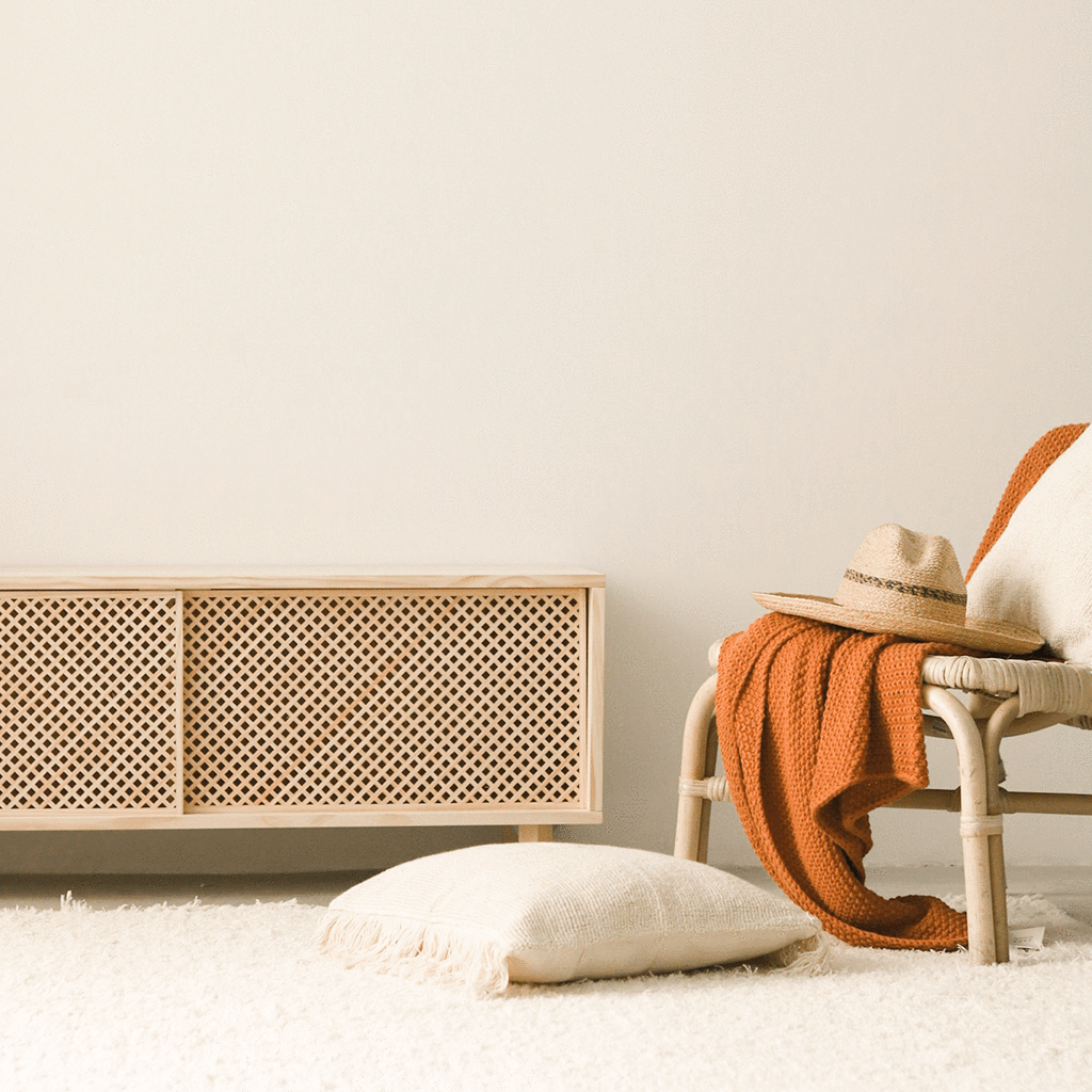 Mueble de TV Pola de pino con 1 o 2 puertas de celosía 120 cm