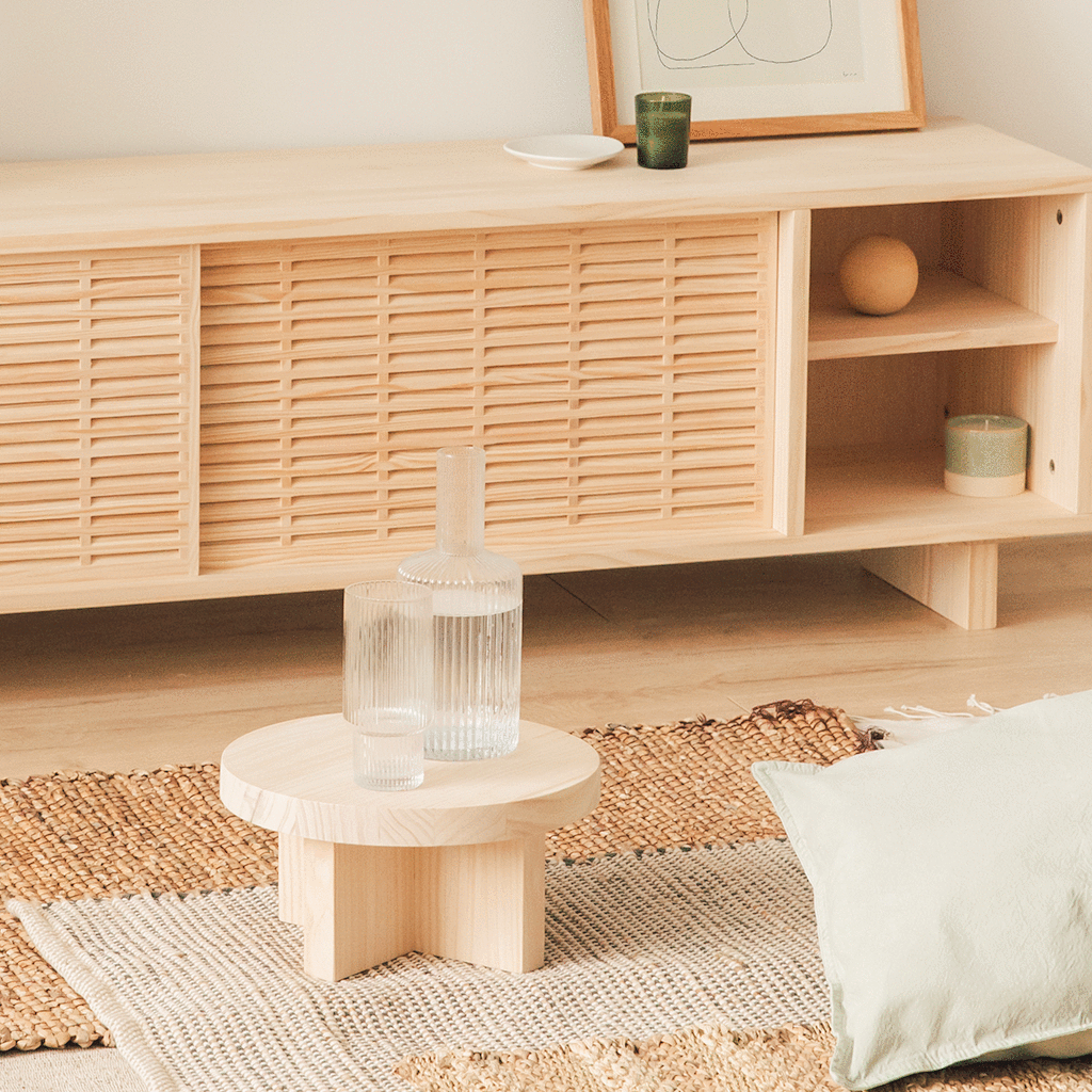 Mola - Tabouret bas en bois naturel 15 cm