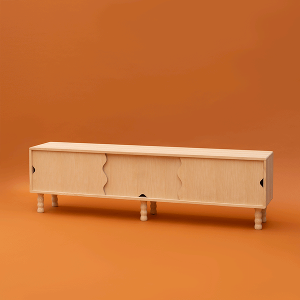 Mueble TV Malaret en madera de pino con 3 puertas 180 cm