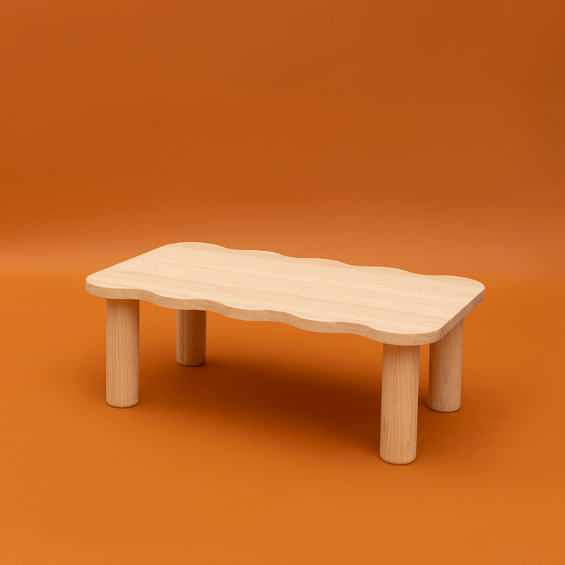 Palamos - Mesa de centro en madera maciza de pino 100 cm