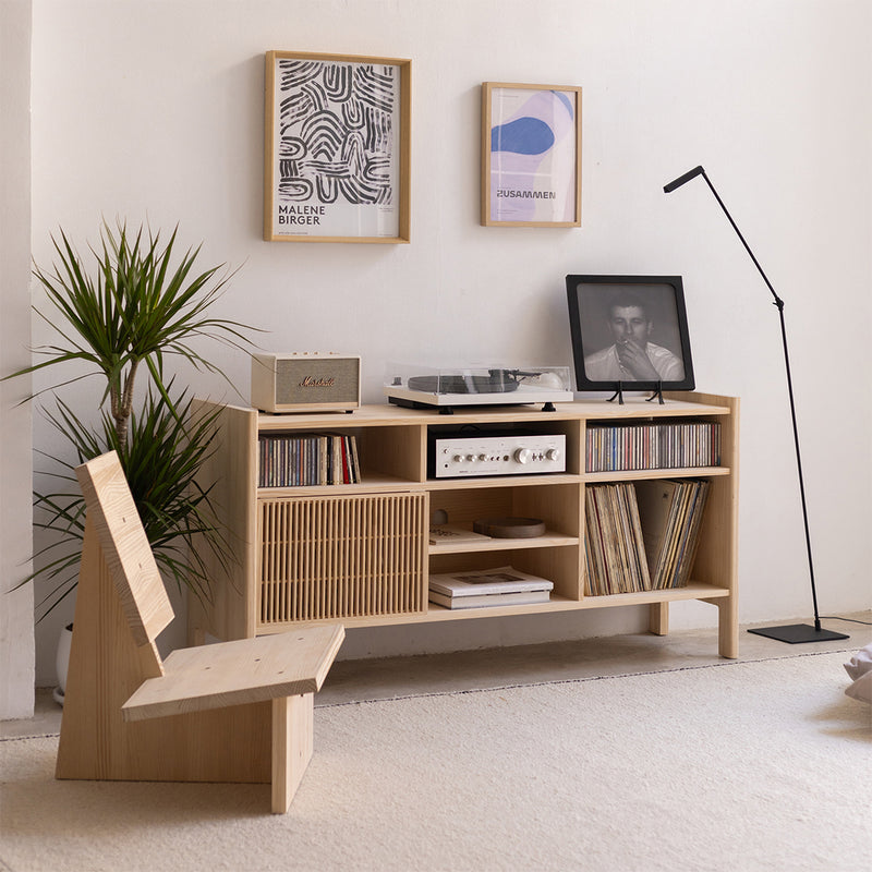 Vinyl Sideboard Bassa aus Massivholz 1 oder 2 Türen 151,2 cm