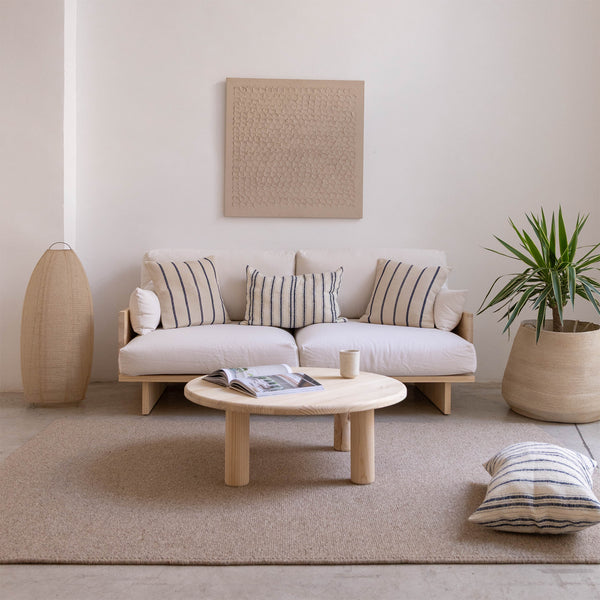Maset - Mesa de centro redonda de madera maciza 87 cm
