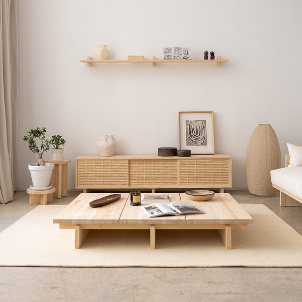 Rectangular coffee table in solid pine wood 135,2 cm - Nova