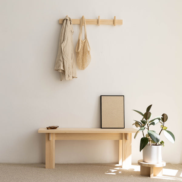 Perchero de pared grande Figuera de madera maciza 80 cm