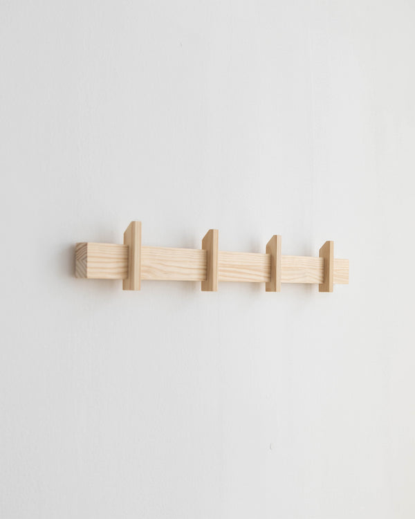 Perchero de pared grande Figuera de madera maciza 80 cm