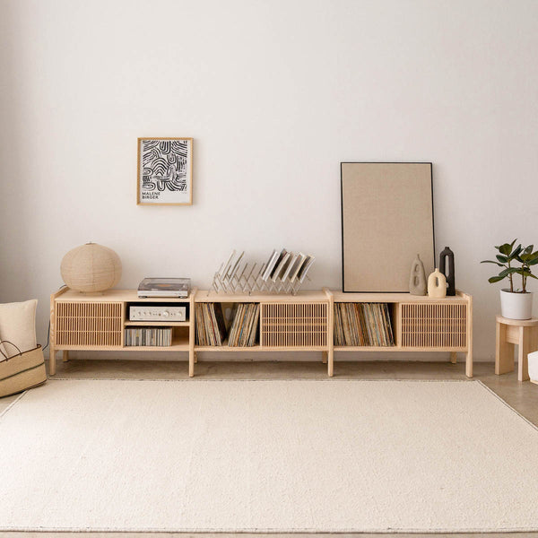 Großes Mendia TV-Möbel aus Massivholz für Vinyls 3 Türen 301 cm

