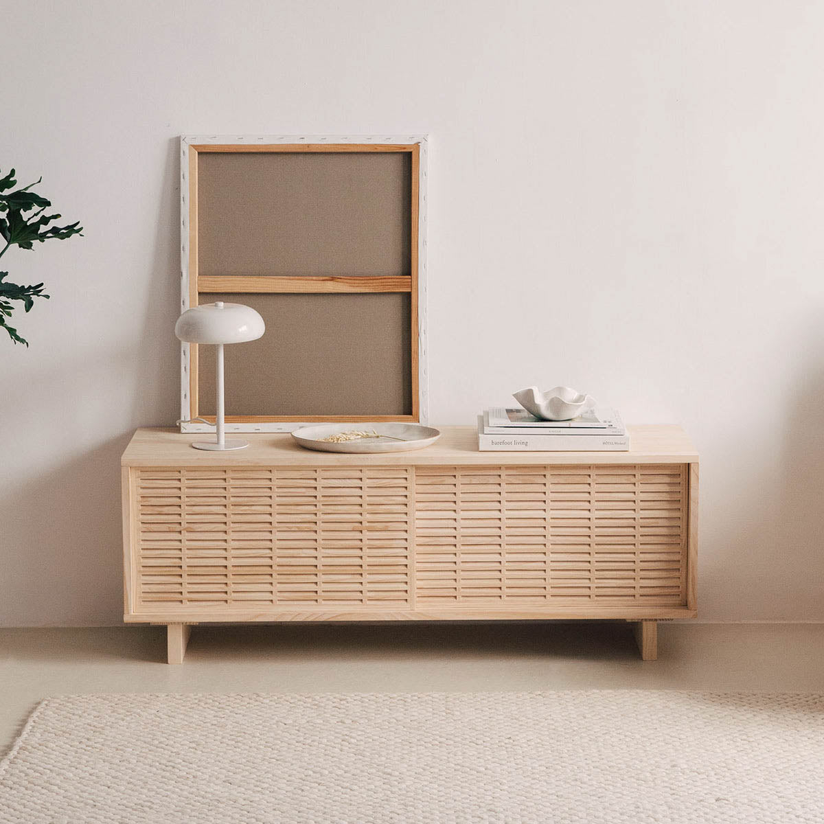 Moraira TV stand of pine with 2 mallorquina doors 120 cm