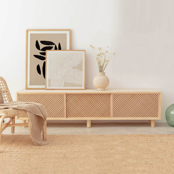 Menorca TV-Schrank aus Kiefer mit 2 oder 3 Gittertüren 180 cm