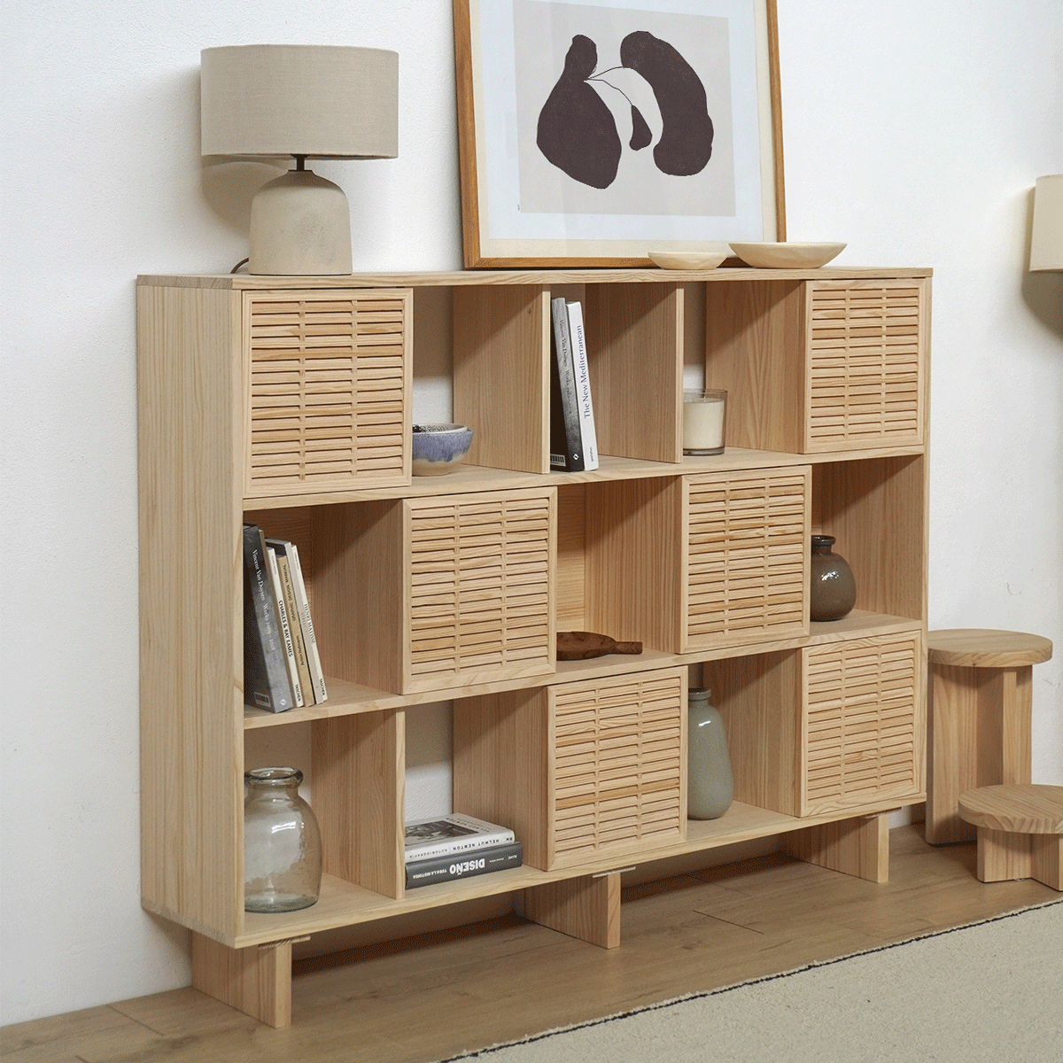 Shelving Morella of pine with 3 or 6 doors mallorquina 160 cm