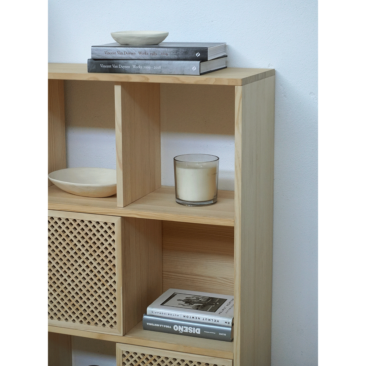 Shelving Mica in pine with 3 doors 98 cm