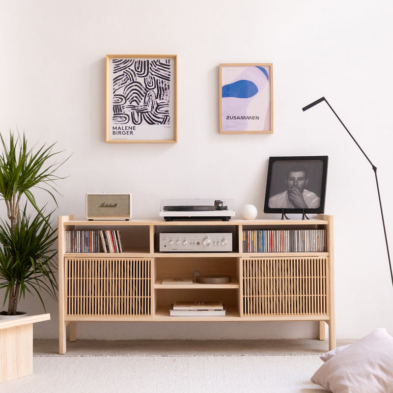 Bassa vinyl sideboard in solid wood 1 or 2 doors 151 cm