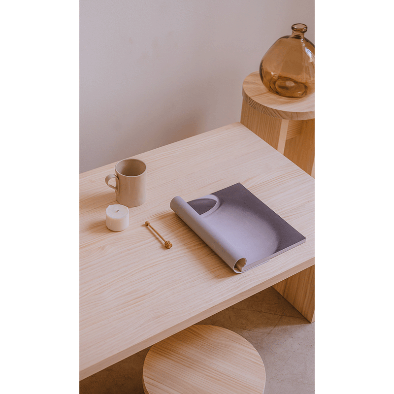 Binibeca - Rectangular coffee table in natural wood 100 cm
